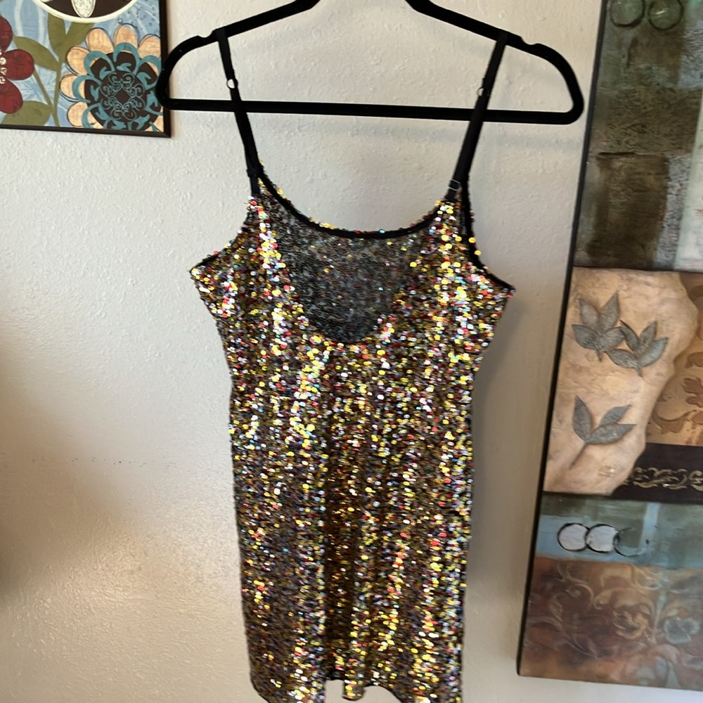 Free People Intimately Sequin Multicolor Spaghetti Strap Dress So Sexy Cute! - Picture 9 of 11